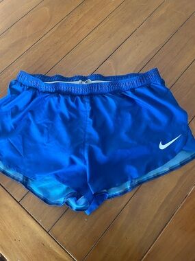Nike Royal Blue Running Shorts Size M White Swoosh Athletic